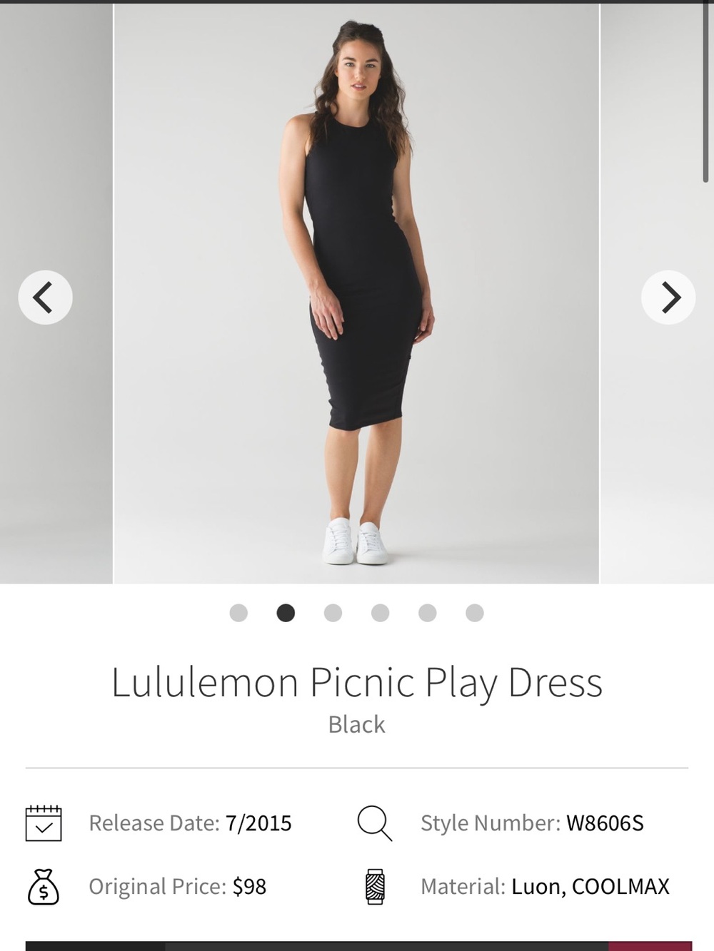 lululemon athletica Black Sleeveless Midi Dress